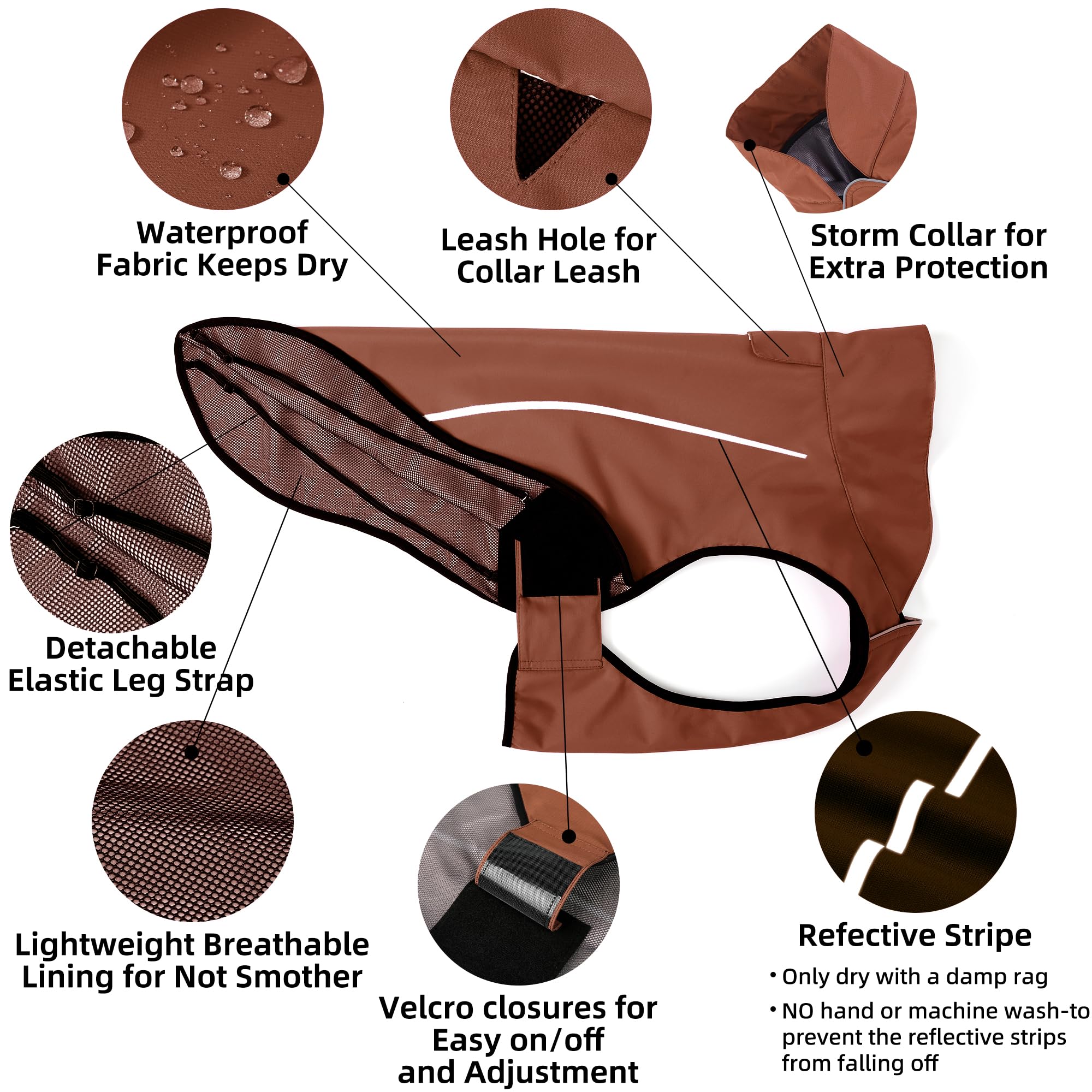 Mile High Life dog raincoat side view with adjustable Velcro closure for secure fit