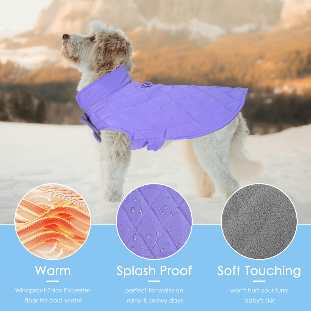 Mile High Life dog warm coat with D-rings supports harness compatibility during strolls.