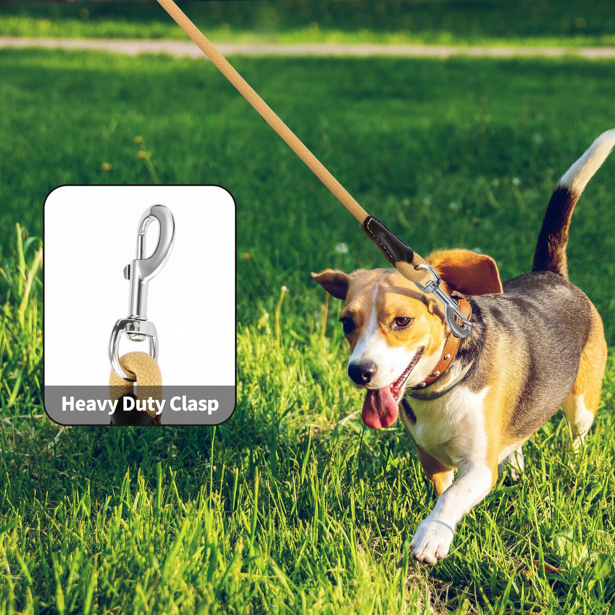 Mile High Life leather-wrapped handle close-up highlights comfortable grip and reduced rope burn.