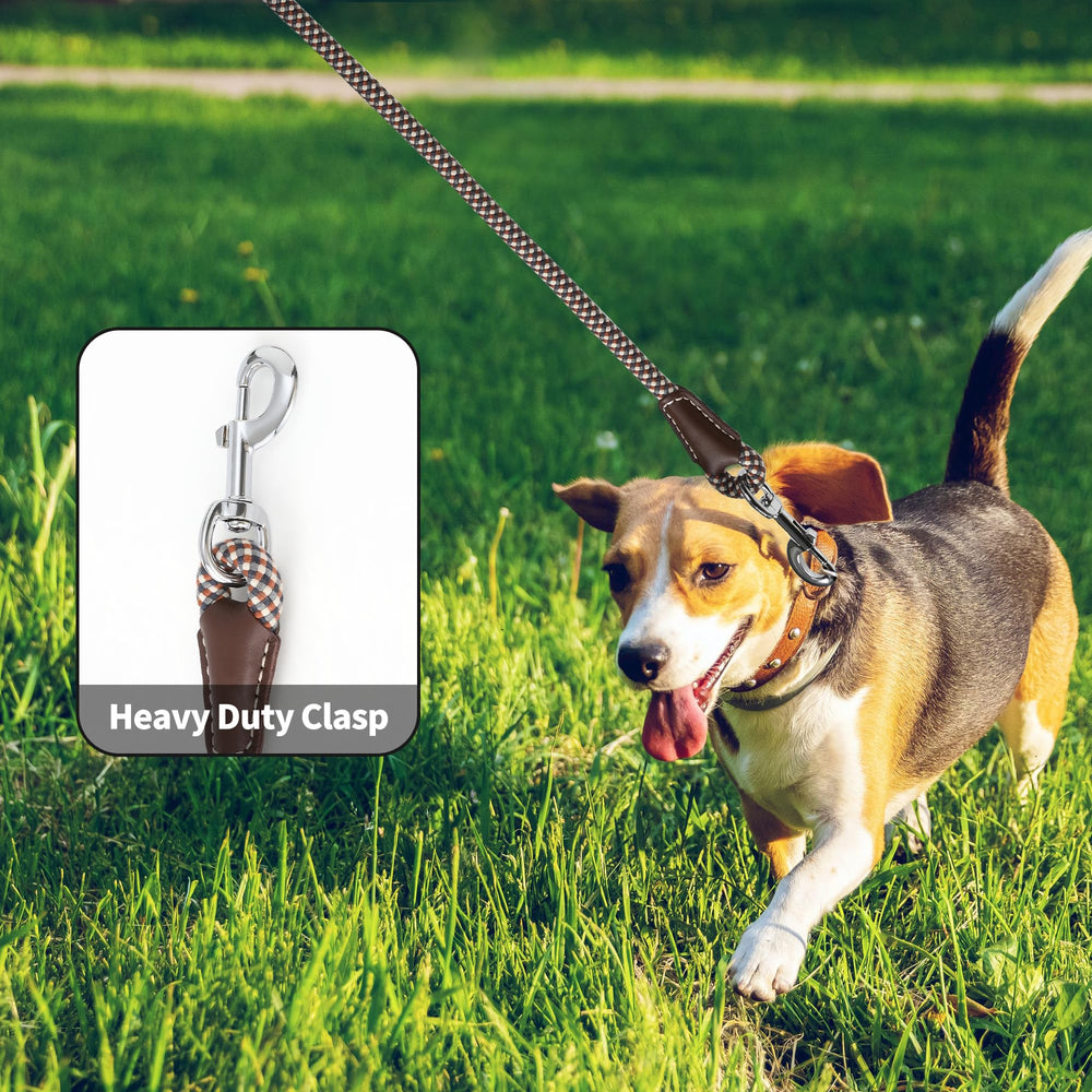 Mile High Life leather-wrapped handle leash highlights durable craftsmanship and comfortable reach.
