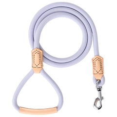 Mile High Life leather leash purple handle close-up for comfortable, controlled walks.