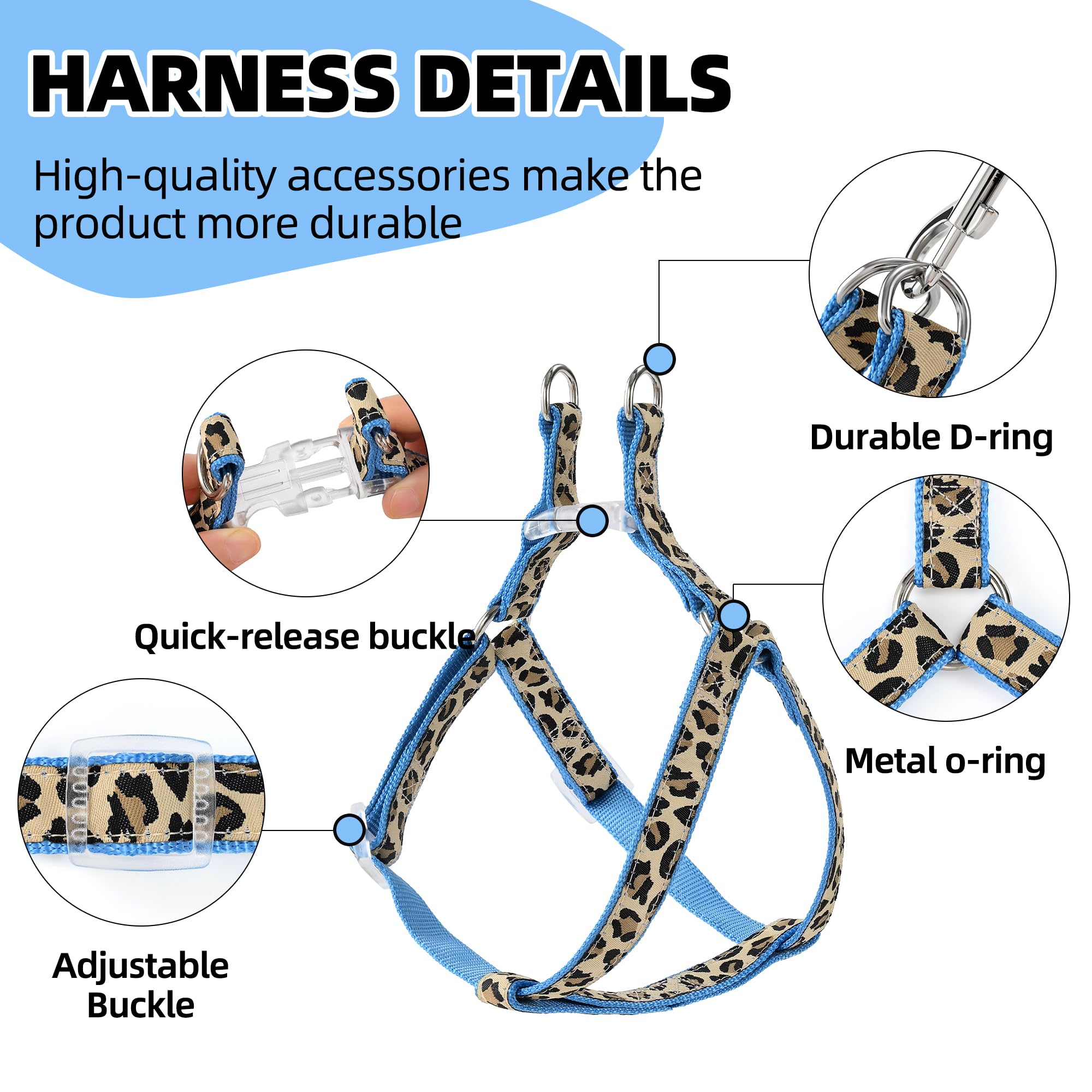 Mile High Life leopard harness blue adjustment strap ensures easy fit.