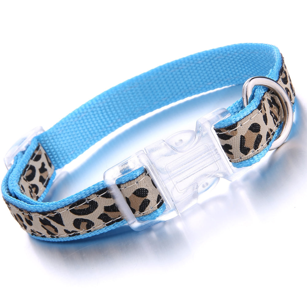 Mile High Life leopard harness blue strap detail for comfort.