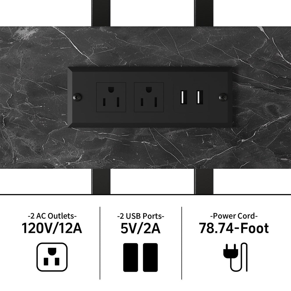 MILEFA reinforced stand power hub provides outlets and USB charging.