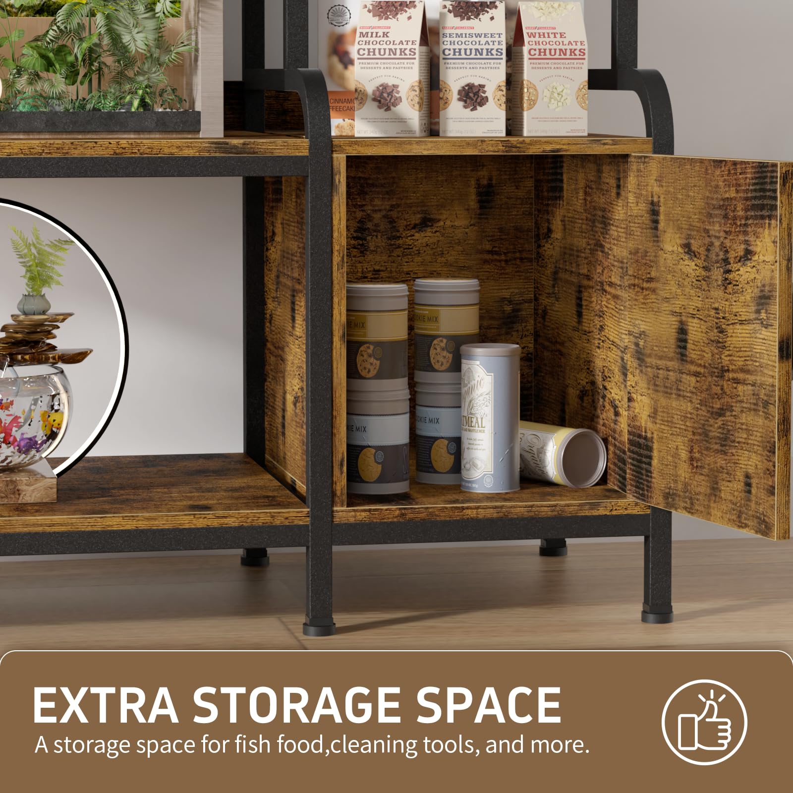 MILEFA retro-brown-finish adds warm aesthetics to terrarium setups.