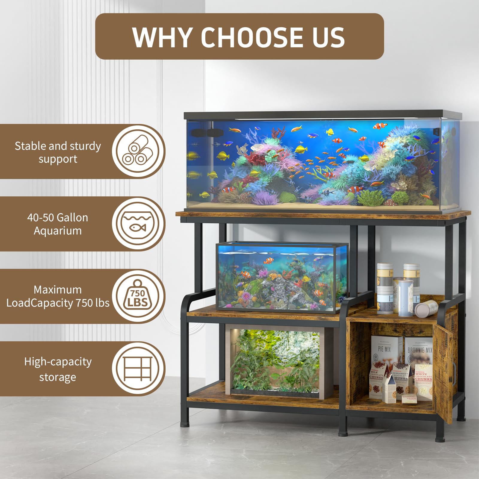 MILEFA stand-in-living-room blends retro brown style with practical display.