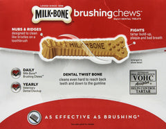 Milk-Bone Brushing Chews chicken flavor daily dental treat for dogs.