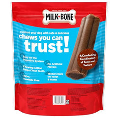 Milk-Bone Comfort Chews real-beef flavor shown for dog delight.