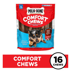 Milk-Bone Comfort Chews unique-chewy-texture shown during chewing sessions.