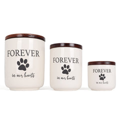 Milltown Merchants high-gloss ceramic pet urn with lid—easy cleaning and secure storage.