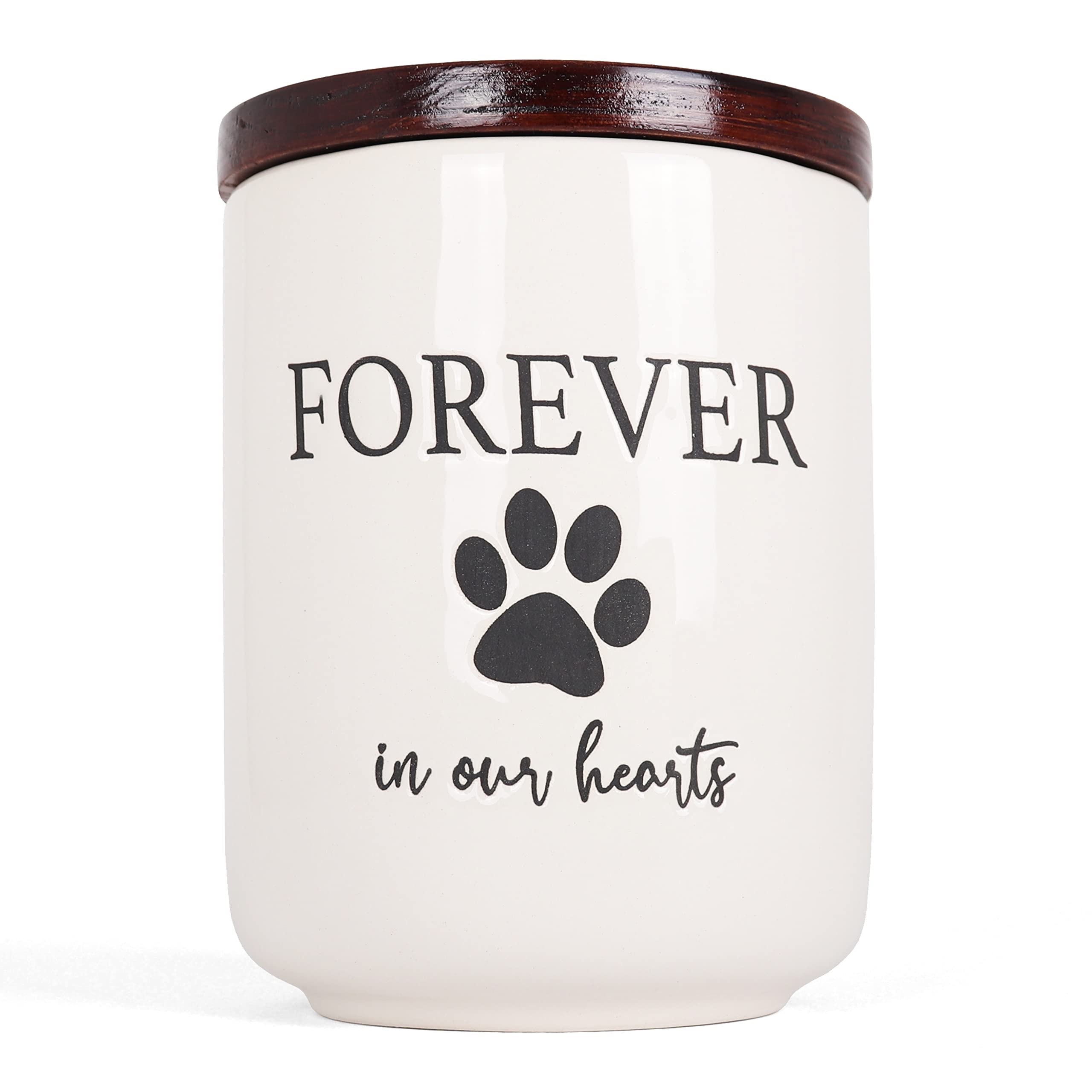 Milltown Merchants paw print ceramic pet urn—lasting keepsake for ashes.