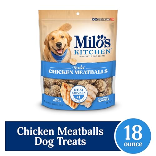 Milo's Kitchen chicken meatballs close-up shows tender bites from slow cooking