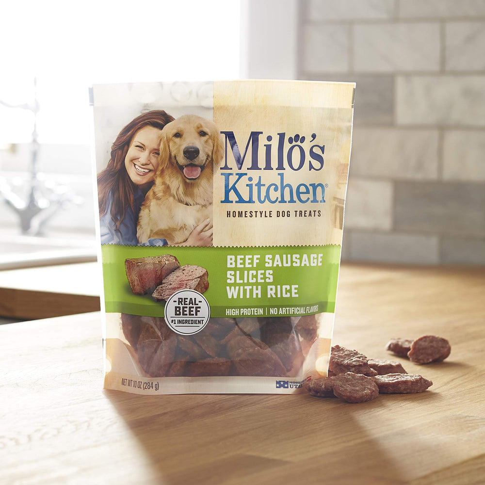 Milo's Kitchen training-ready treat pieces for quick snack moments.