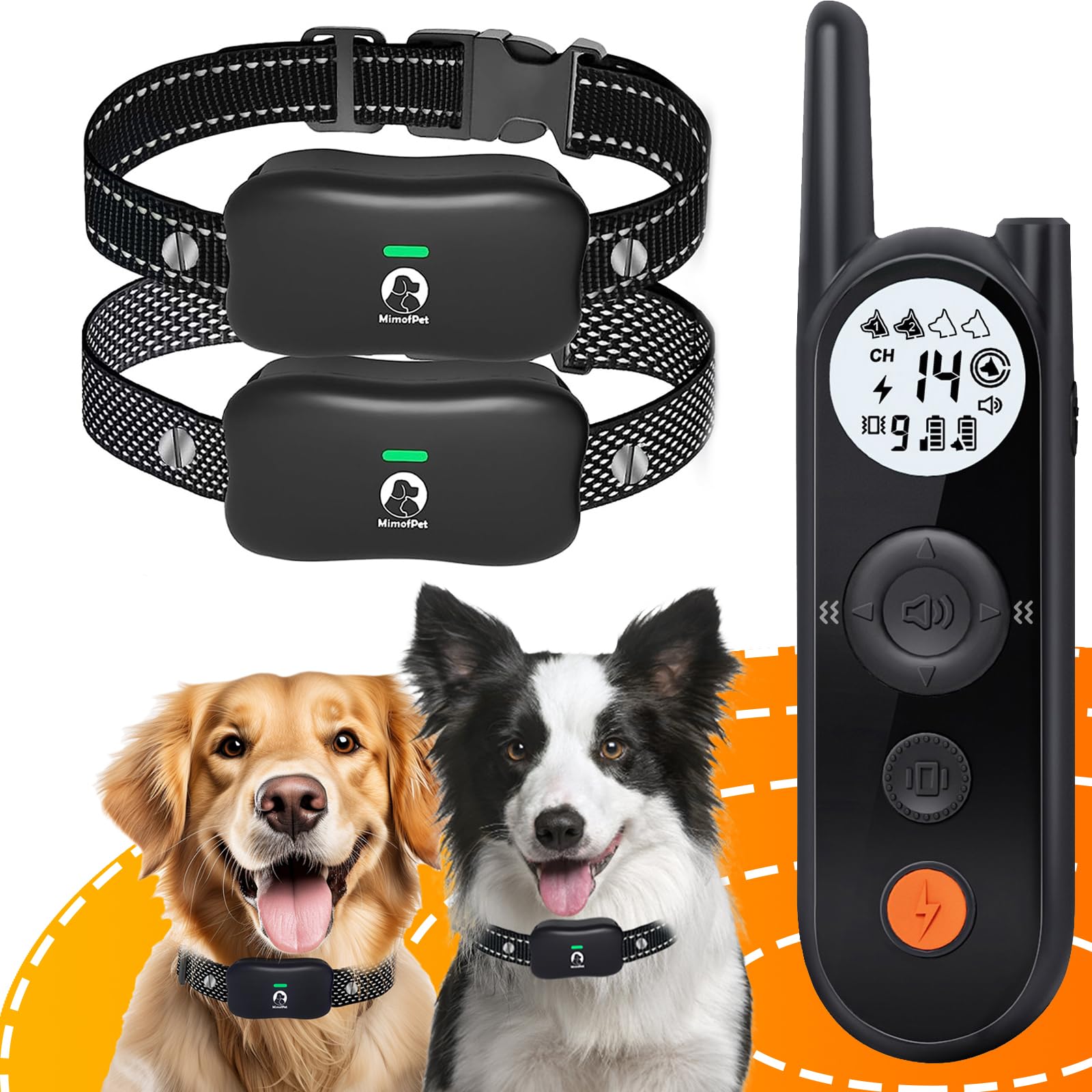 MIMOFPET wireless dog fence system front view illustrates easy indoor outdoor setup
