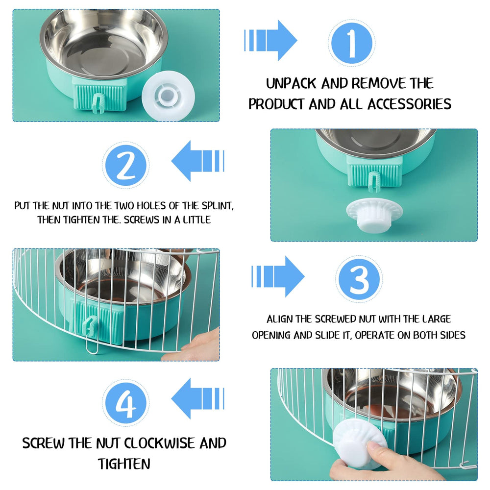 Mimorou easy-install dog bowl on cage simplifies setup and positioning.
