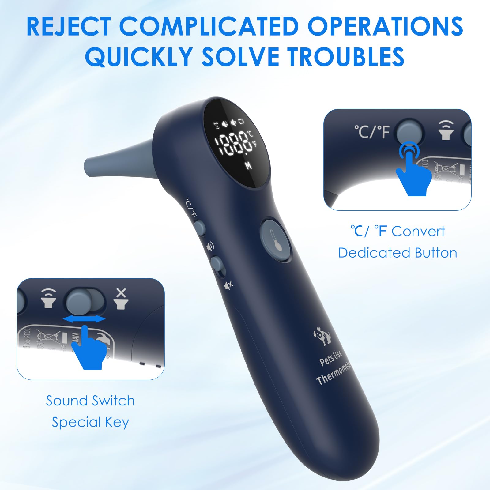 MINDPET-MED dedicated button switch simplifies unit changes and sound control.