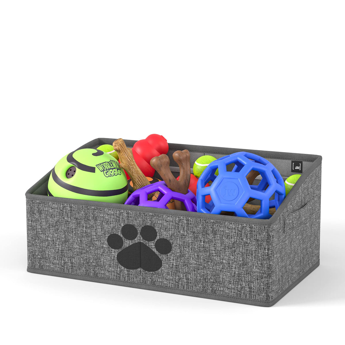 Mindspace Dog Toy Box Organizer front view enables quick toy access for dogs.