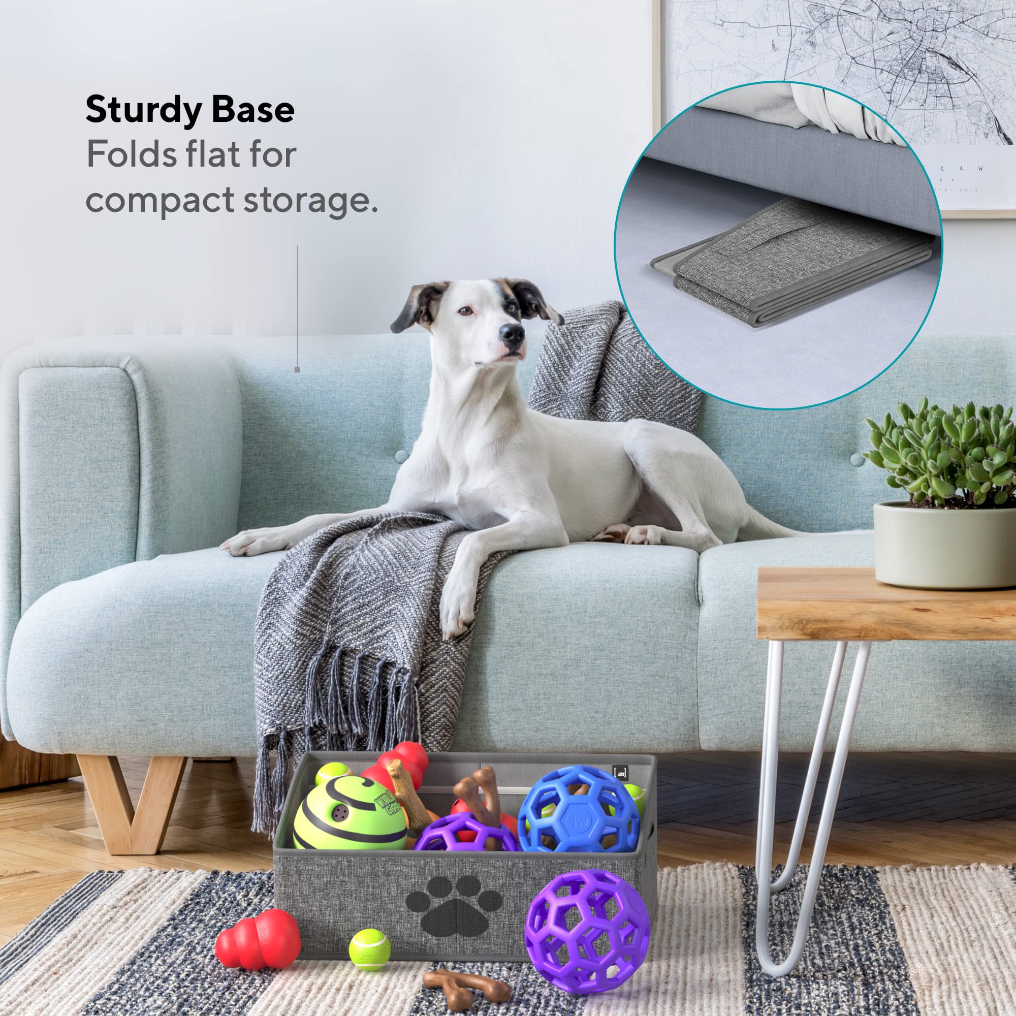 Mindspace Dog Toy Box Organizer inner pocket keeps favorite items within reach.