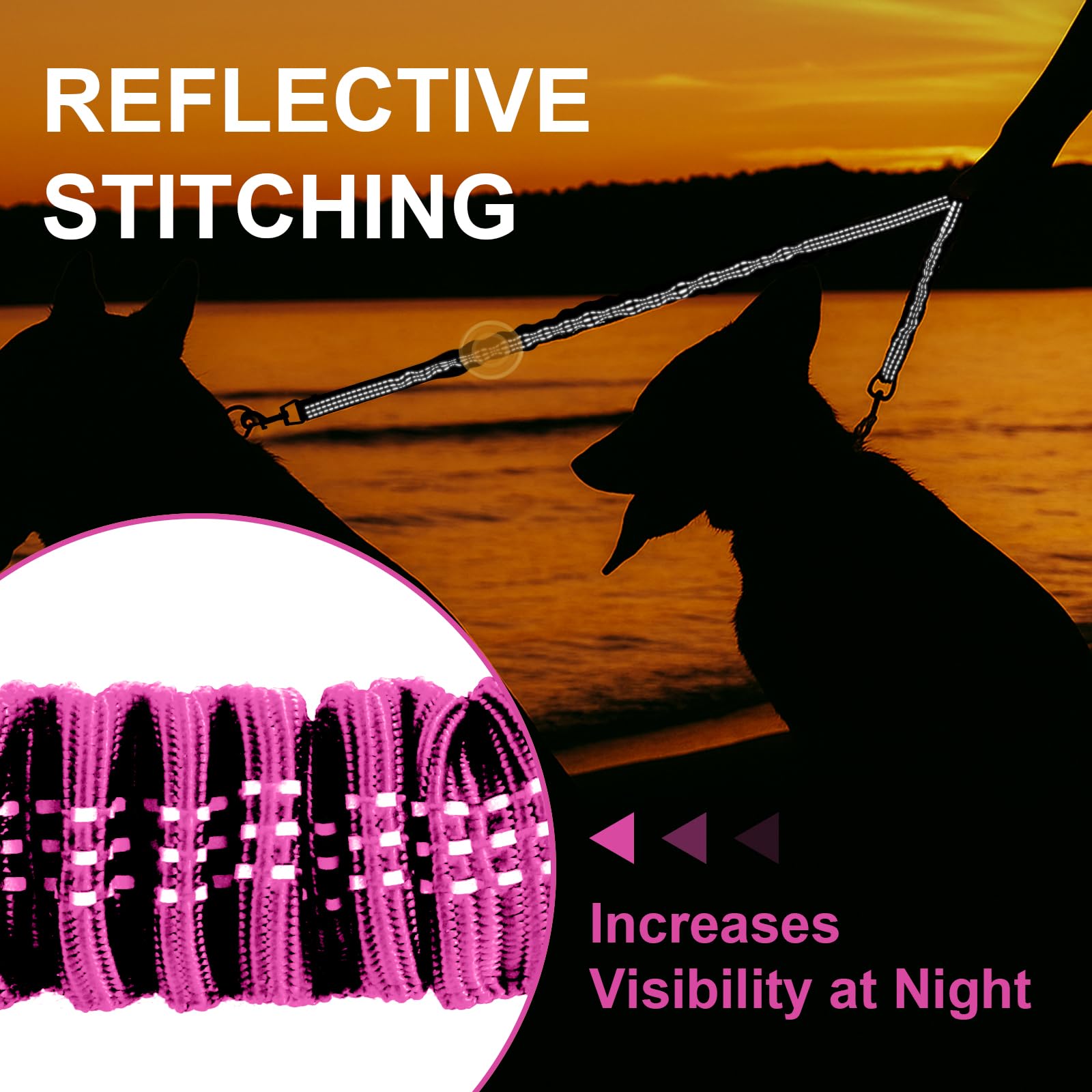 MingXpets leash with reflective stitching for safer night walks.