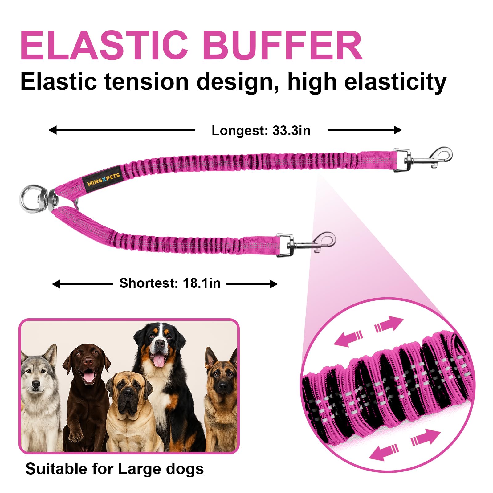 MingXpets 2 Dog Leash showing tangle-free rotation in action.
