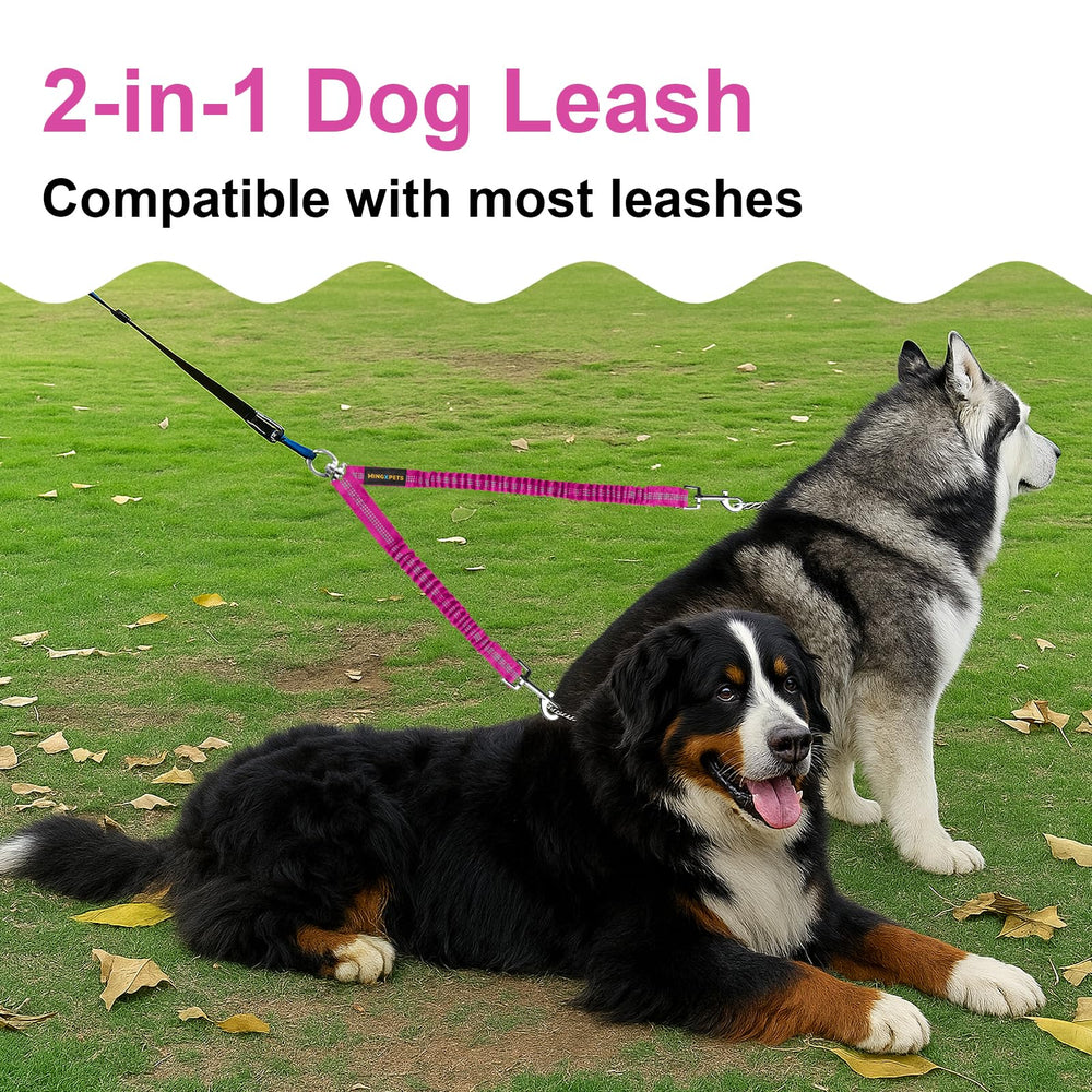 MingXpets rose color 2-dog leash enhances training and daily strolls with safety.