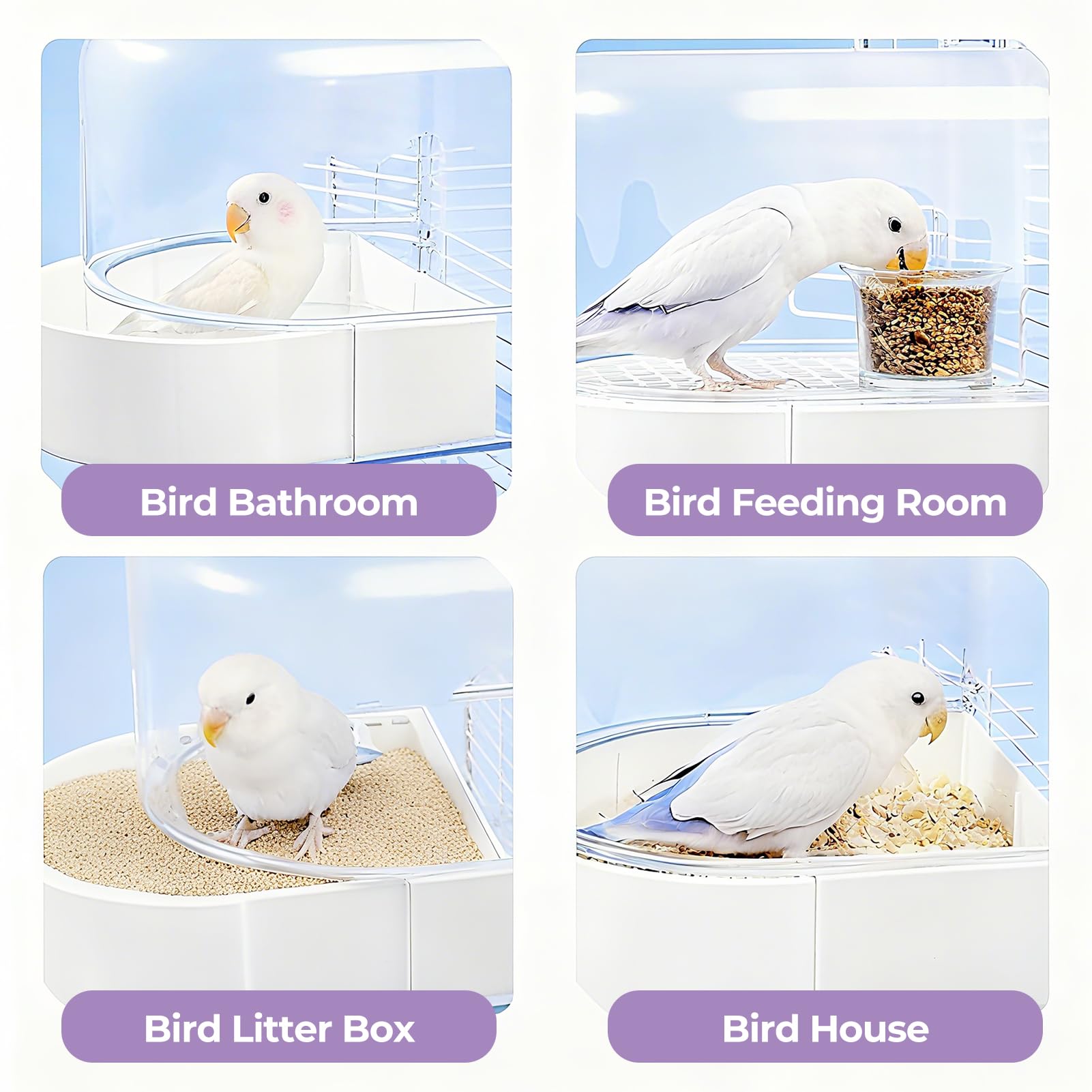 mini&moe Bird Bath 4-in-1 easy installation on standard cages.