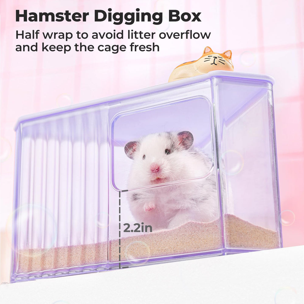miniandmoe hamster-sand-bath-container entrada-ancha, acceso cómodo para mascotas robustas.