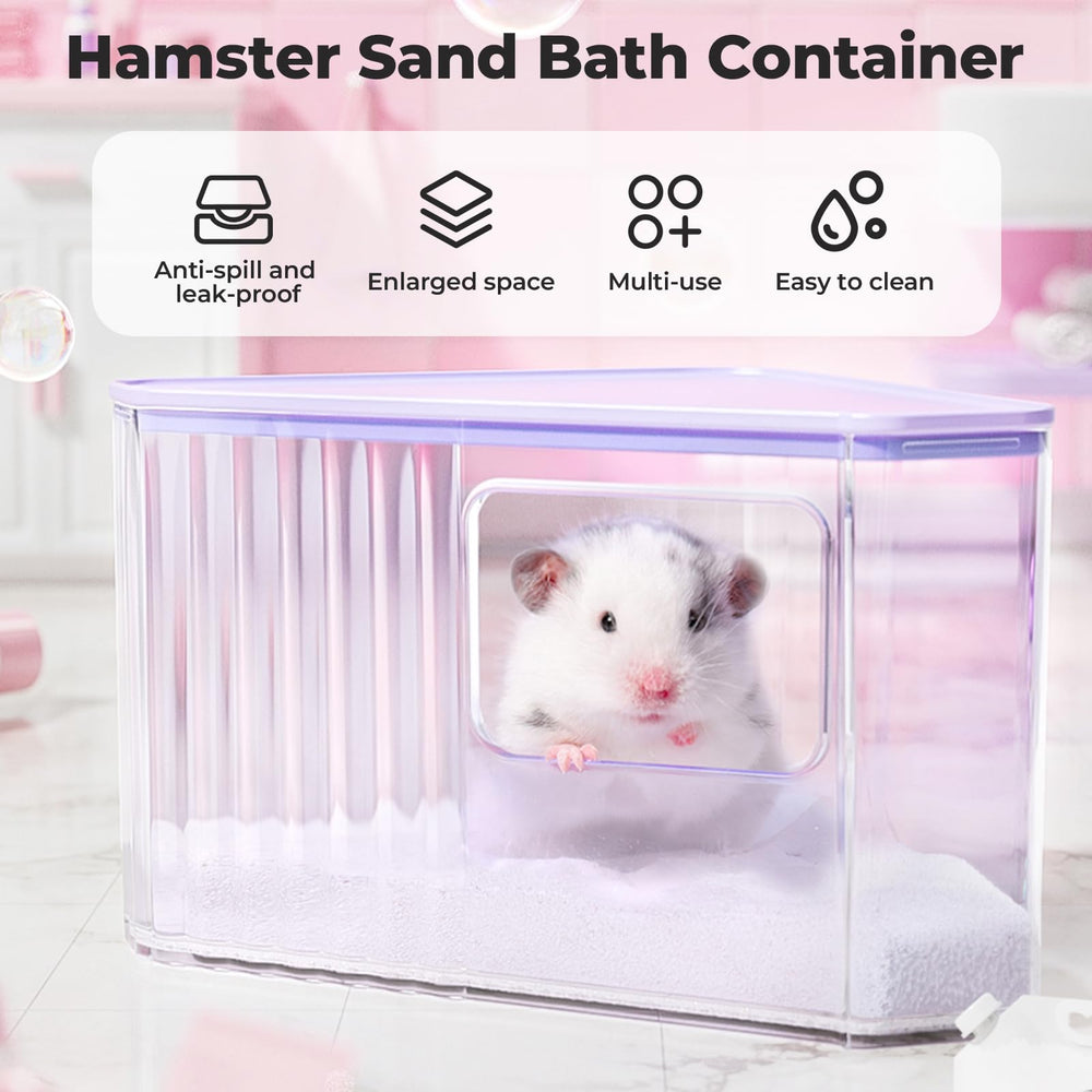 miniandmoe hamster-sand-bath-container plataforma-pesada, soporte estable para ruedas y cuencos.