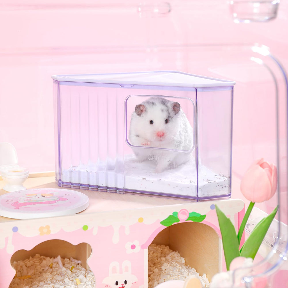 miniandmoe hamster-sand-bath-container uso-doble, perfecto para baño y espacio en esquina.