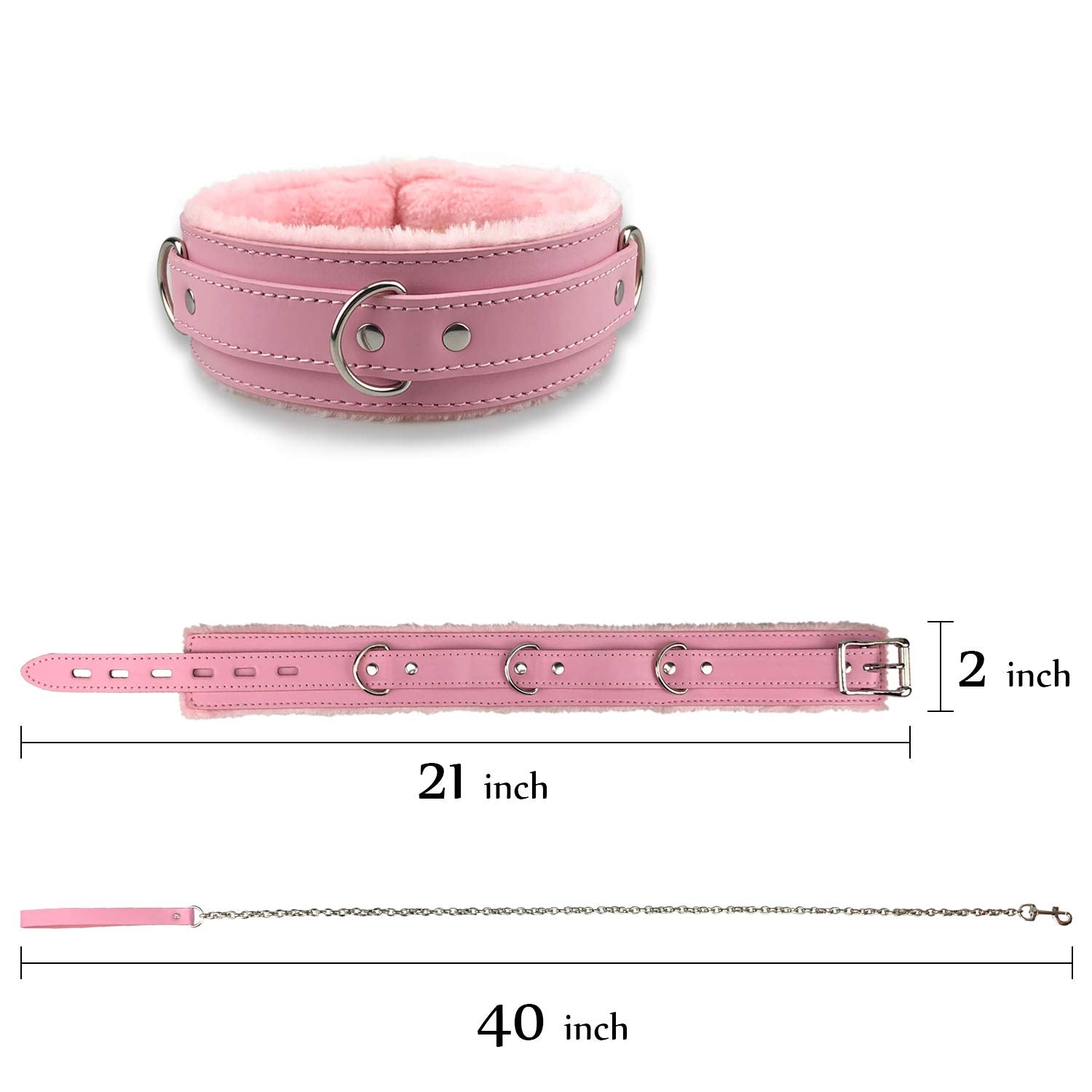 MiniTPoLin pink collar with plush inner fur for cozy all-day comfort