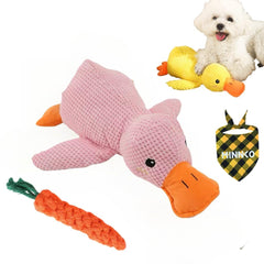 Minnko mellow dog calming duck toy yellow duck with realistic quack for focus