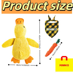 Minnko yellow duck toy carrot design enhances visual appeal and interactive sessions.
