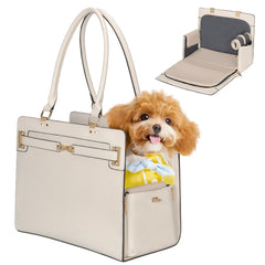 Minsong 2-in-1 pet carrier purse in vegan leather for stylish travel with small dogs