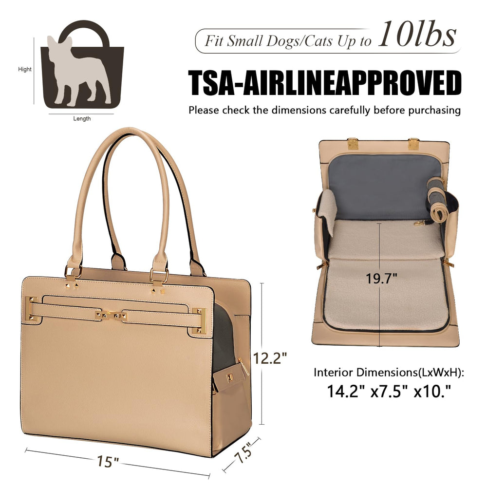 Minsong 2-in-1 purse carrier interior shows roomy space for small dogs and cats.