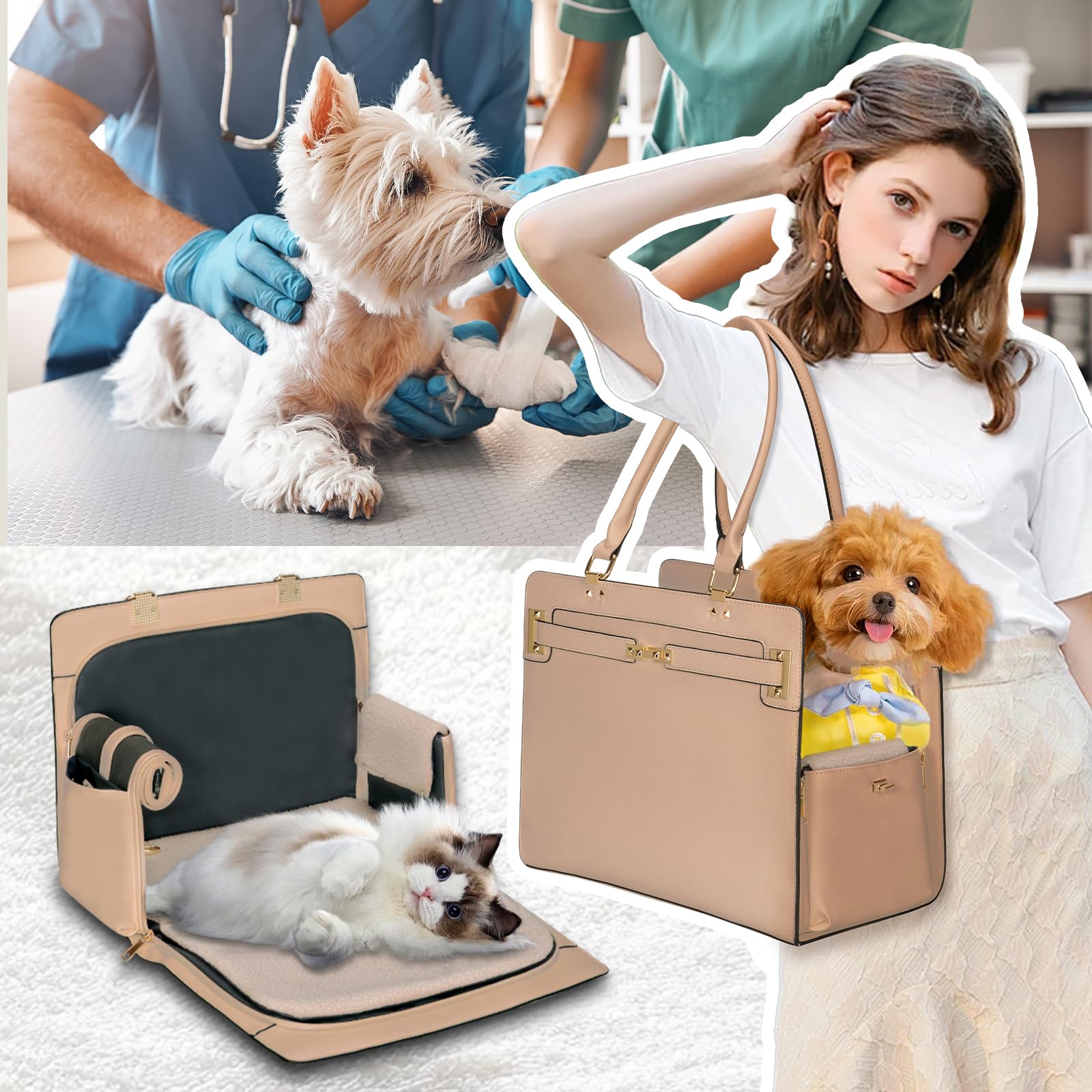 Minsong 2-in-1 purse carrier pocket detail highlights practical storage for essentials.