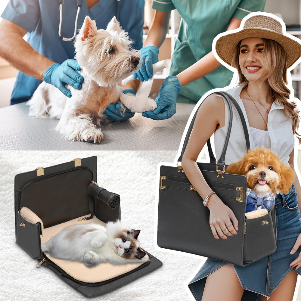 Minsong dog purse carrier includes elastic safety leash inside to prevent escapes during travel