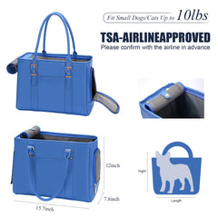 Minsong fashion pet carrier blue top view showing spacious interior and stylish tote style