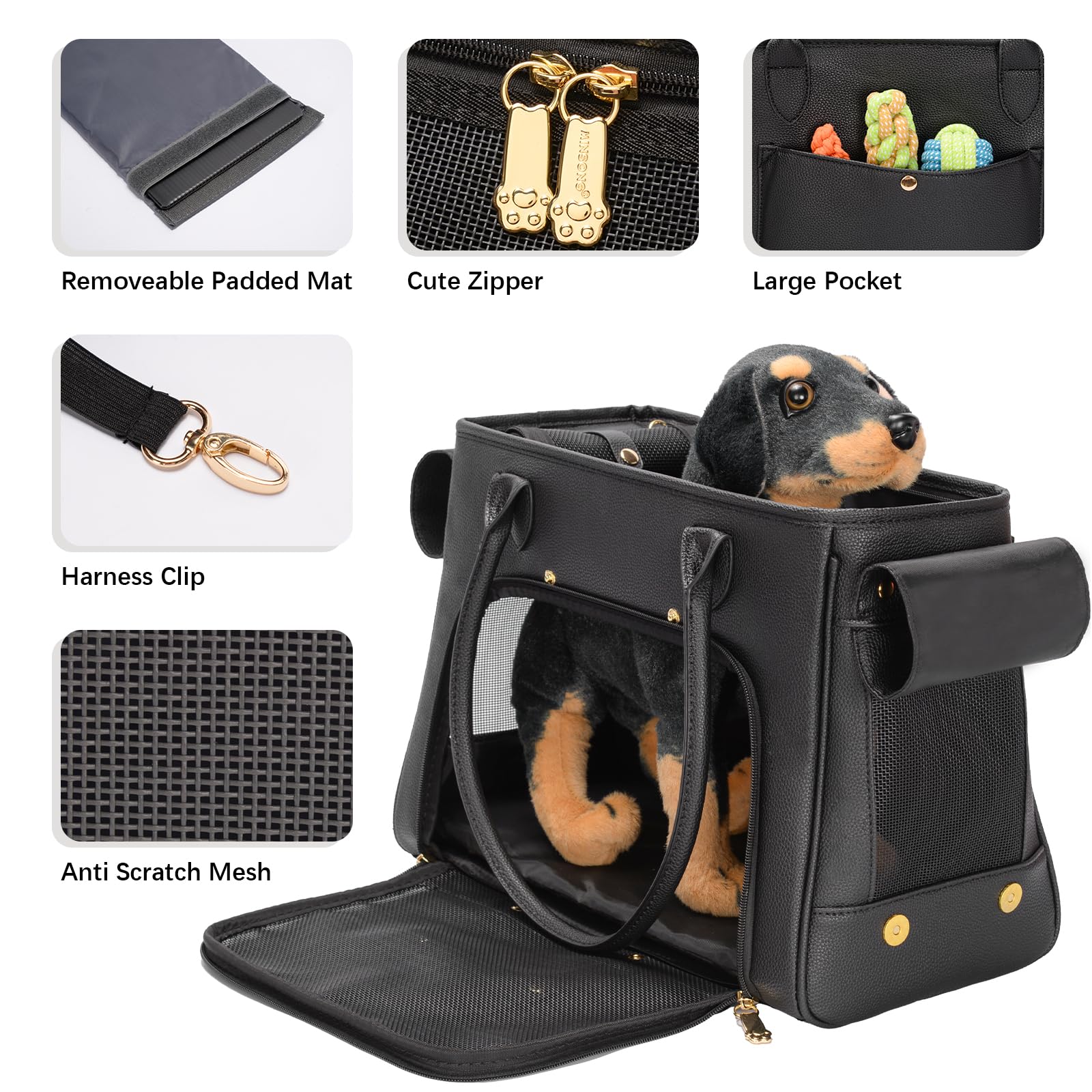 Minsong fashion pet carrier bottom pad detail demonstrates stable support for pets