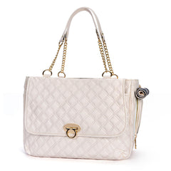 Minsong fashion pet carrier front view shows stylish purse design with a cozy interior for small pets.