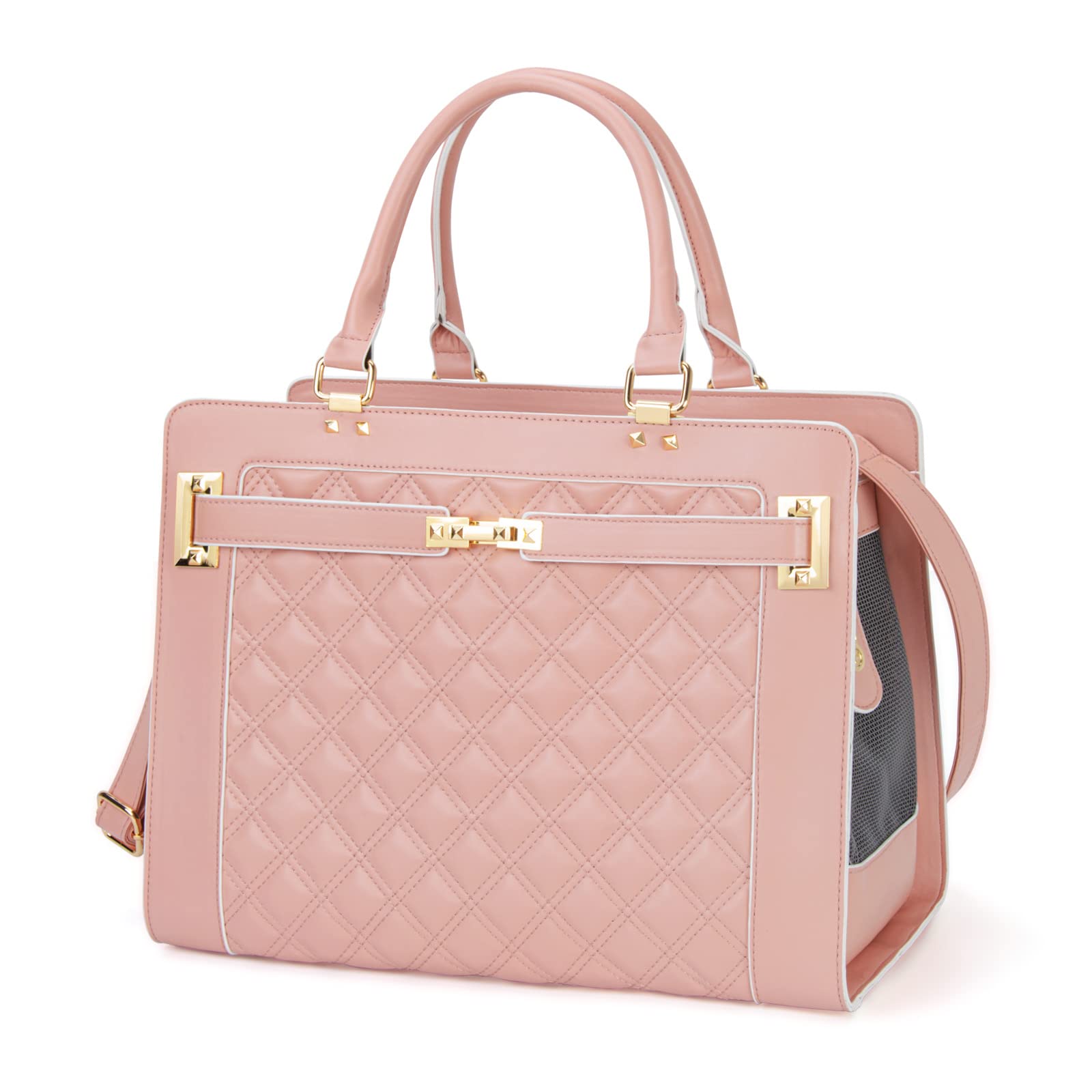 Minsong fashion pet carrier front view, sturdy design with secure interior for small pets.