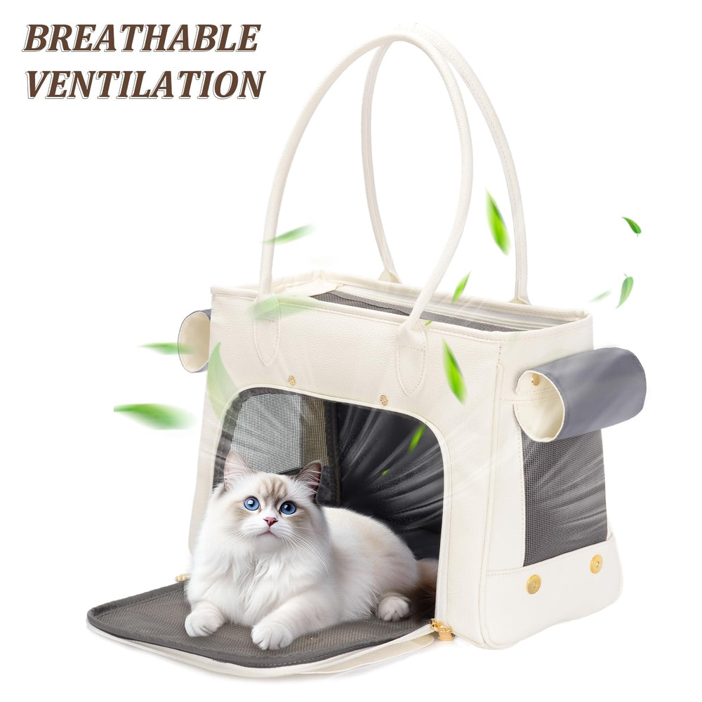 Minsong fashion pet carrier interior leash demonstrates escape prevention feature