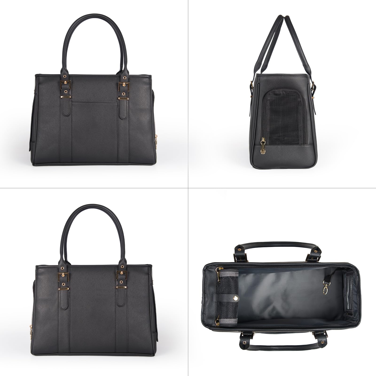 Minsong fashion pet carrier interior leash view: built-in safety tether for containment.