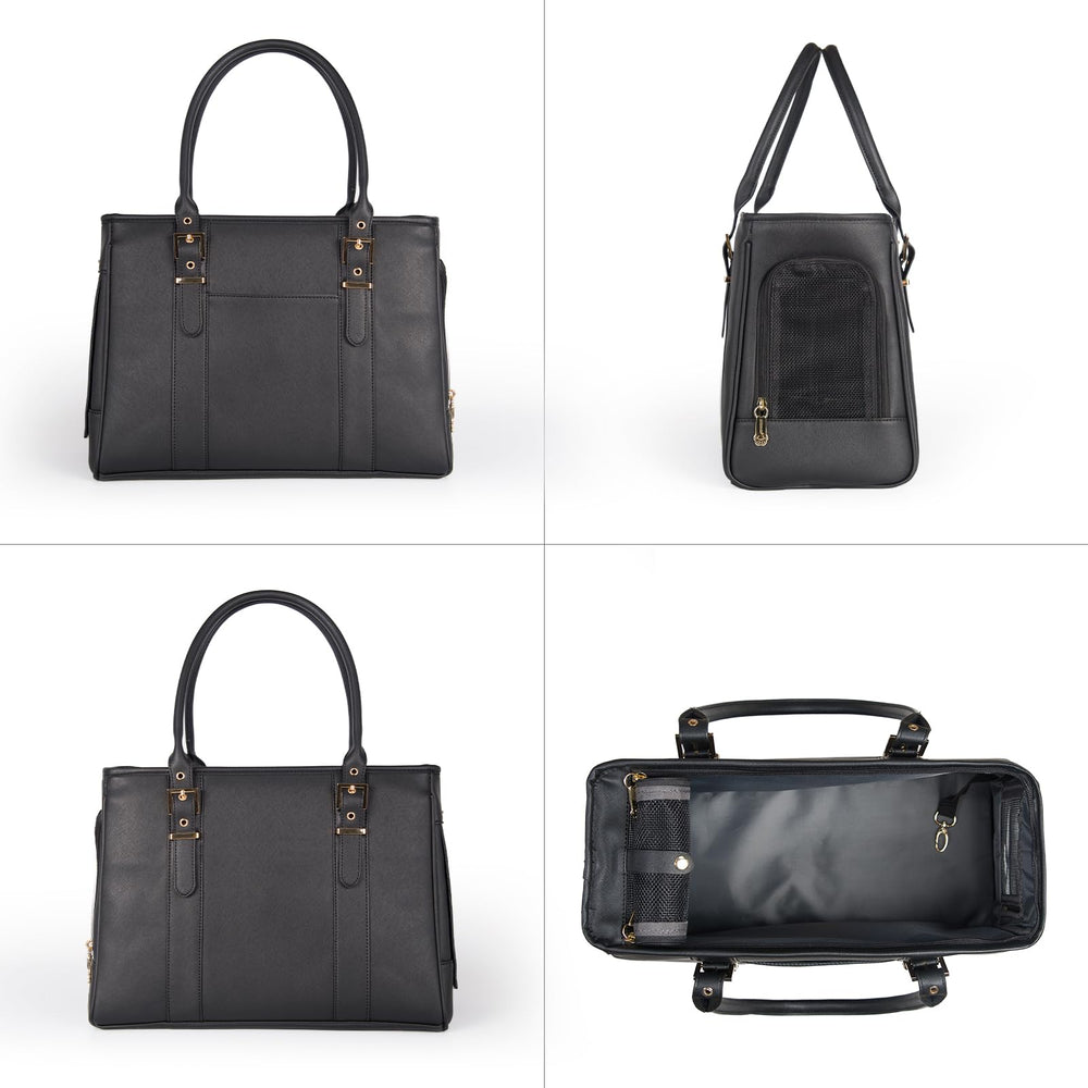 Minsong fashion pet carrier interior leash view: built-in safety tether for containment.