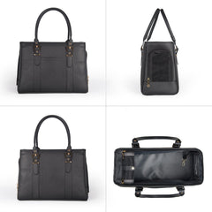 Minsong fashion pet carrier interior leash view: built-in safety tether for containment.