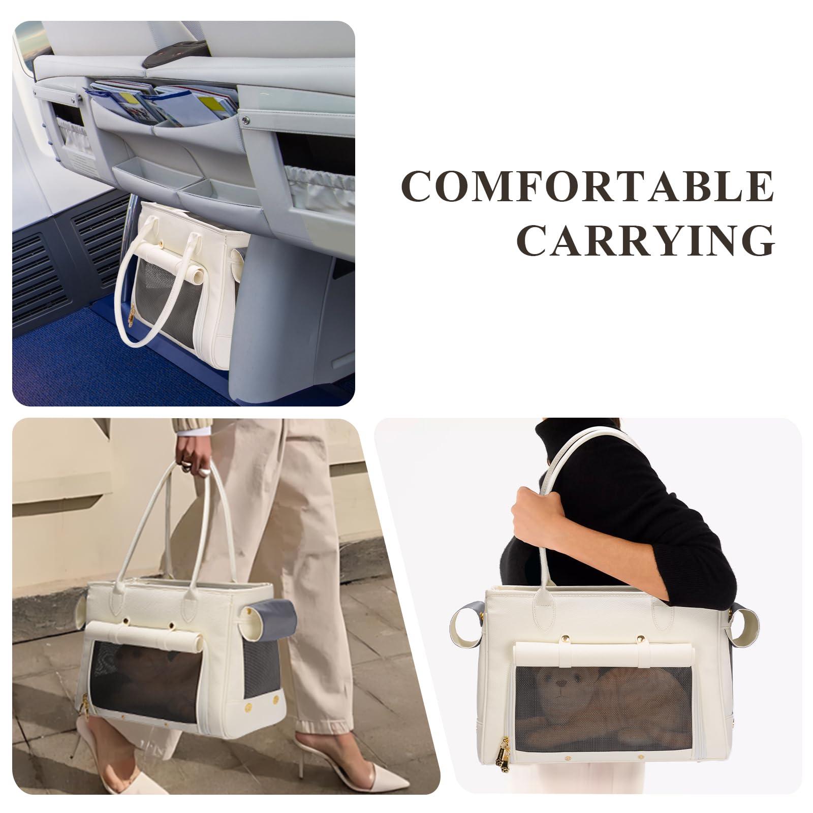 Minsong fashion pet carrier large pockets illustrate storage for treats and toys
