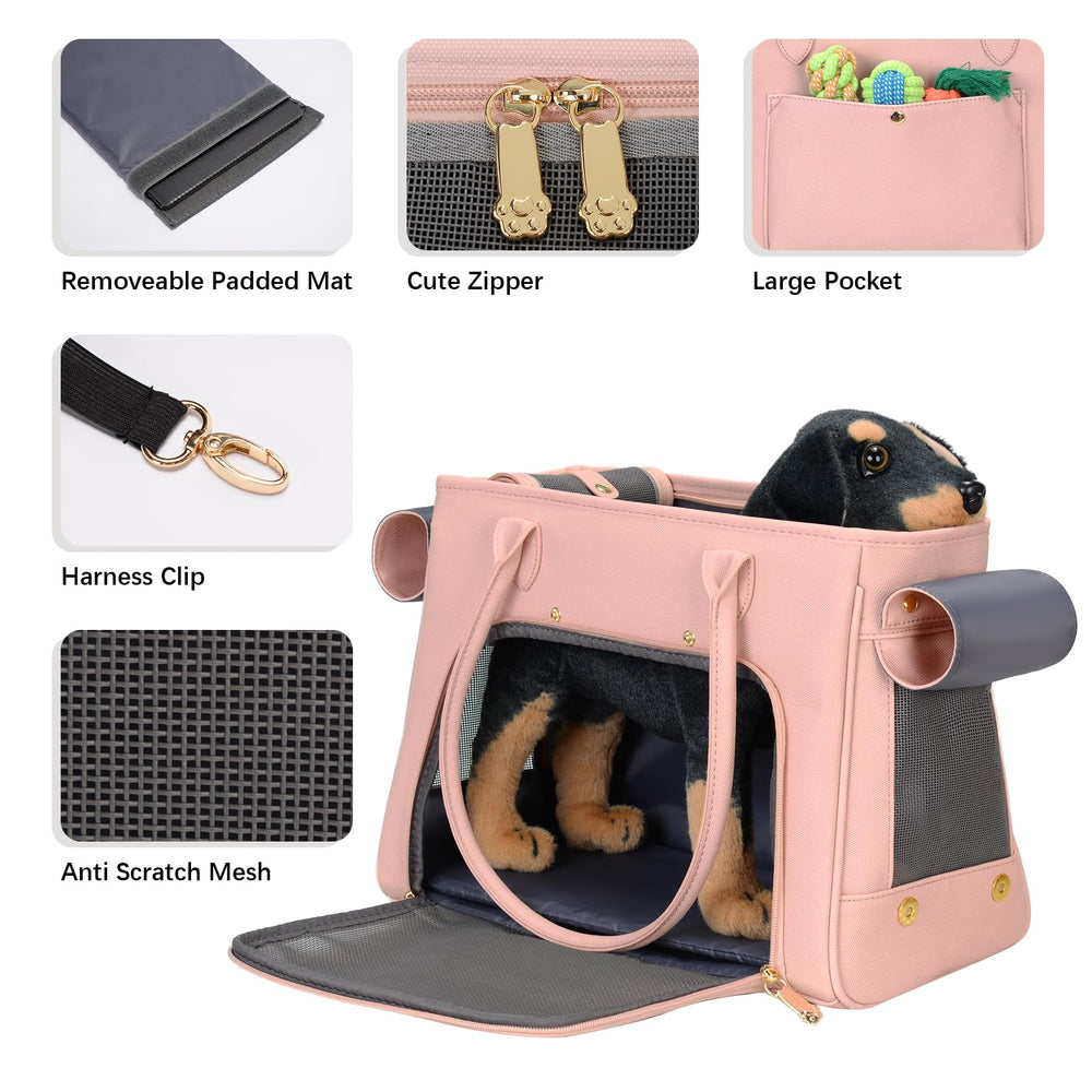 Minsong fashion pet carrier pink durable-pu fabric offers sturdy, soft environment