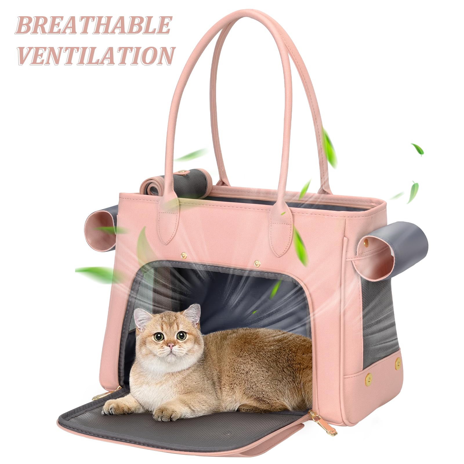 Minsong fashion pet carrier pink large-pockets keeps treats and toys handy