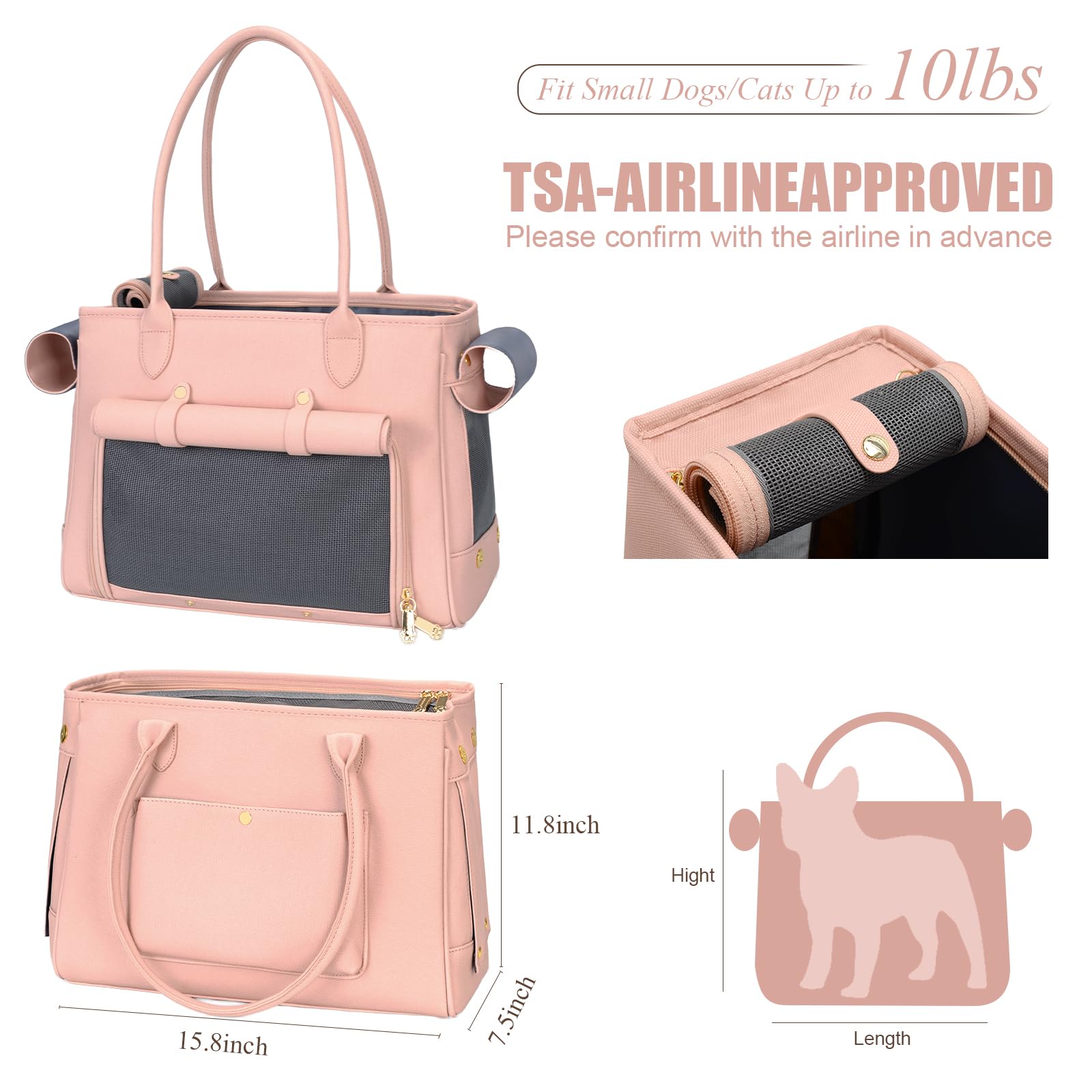 Minsong fashion pet carrier pink top-opening design boosts convenient pet entry