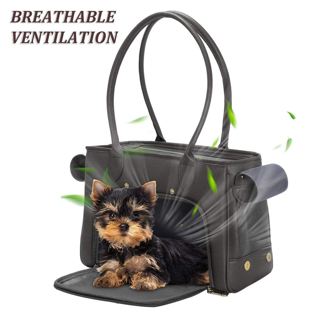 Minsong carrier features hard bottom pad for stable, comfortable pet lounging.