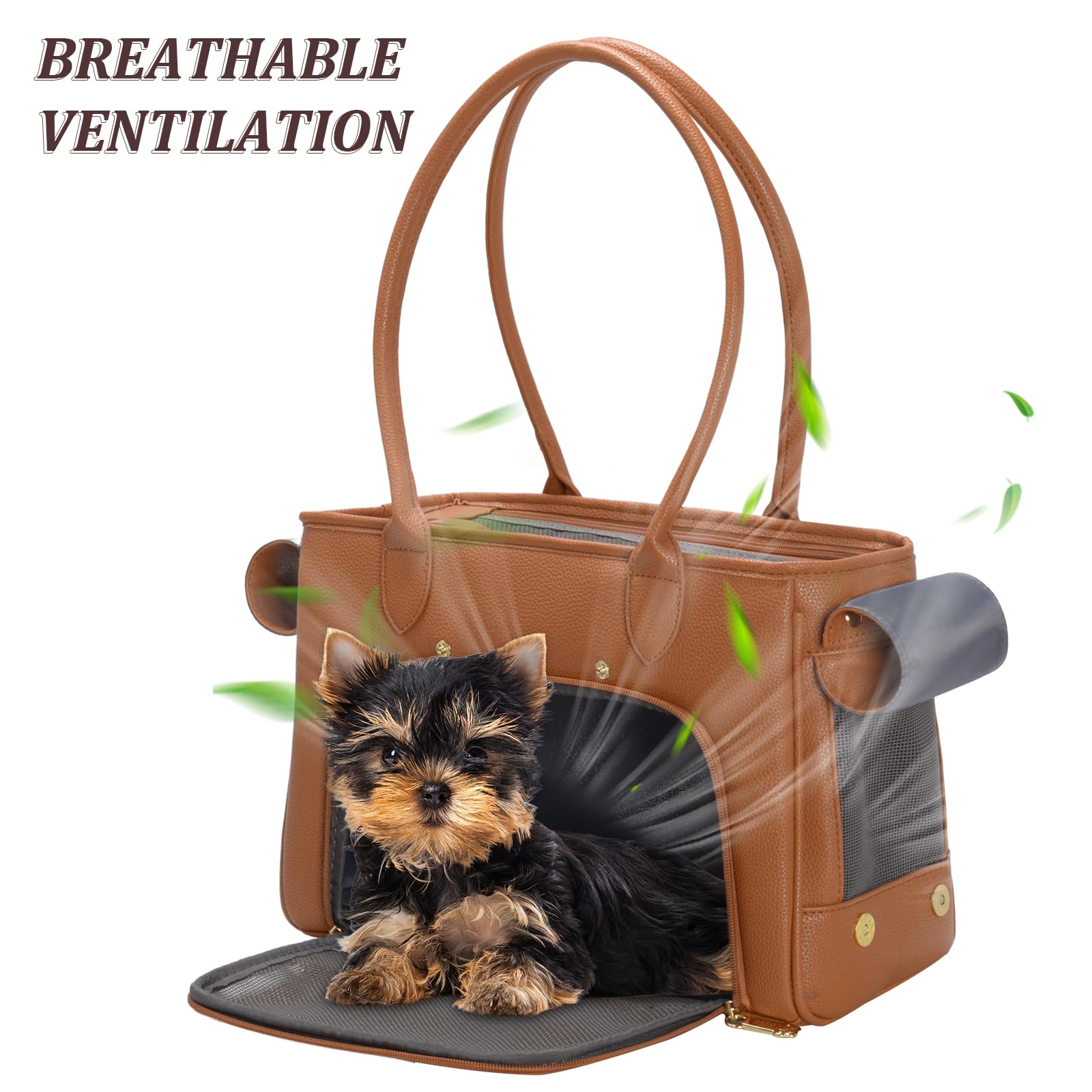 Minsong fashion pet carrier brown large pockets for treats and toys.